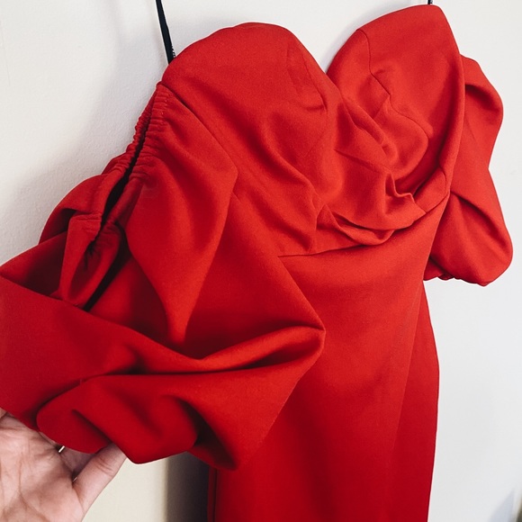 Red Forever21 Off Shoulder Ruffles Dress - Picture 3 of 6